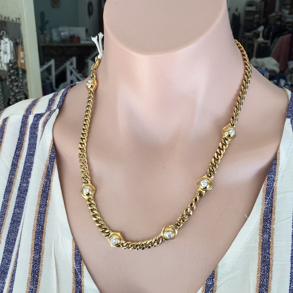 Swarovski Elegant Gold Chain Necklace with Crystal Accents